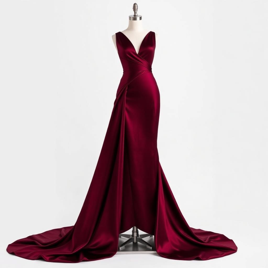 Sangria Bias Train Gown