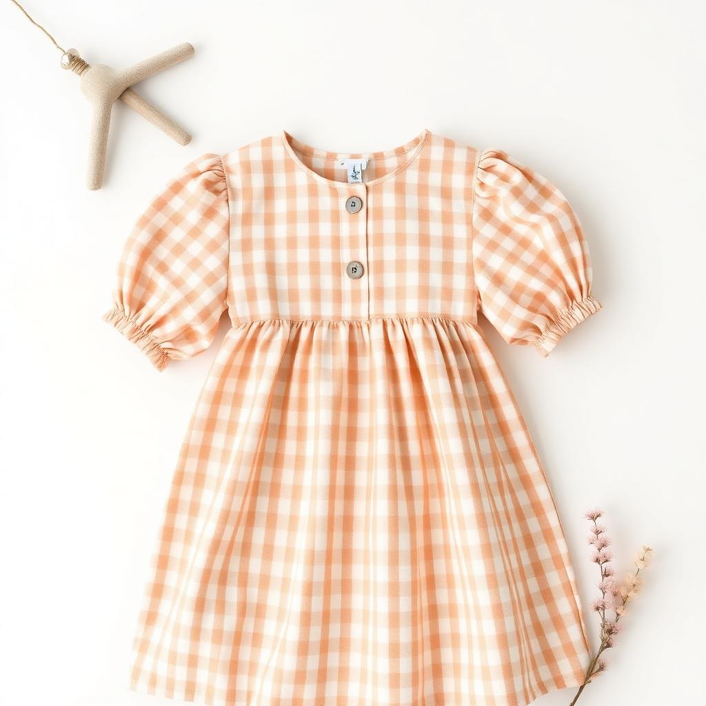 Gingham Puff-Sleeve Dress
