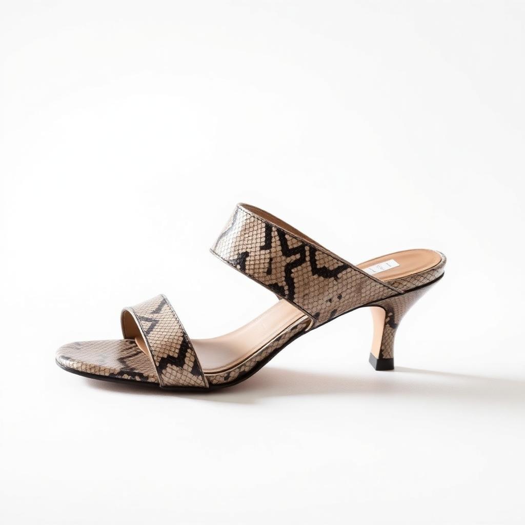 Snake-Print Kitten Mule